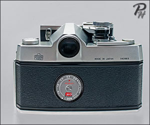 Nikkorex F with externally coupled exposure meter - rear view